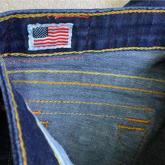 Vintage Y2K True Religion Dark Wash Ultra Low Rise Flare Leg Jeans 25 - Picture 6 of 16